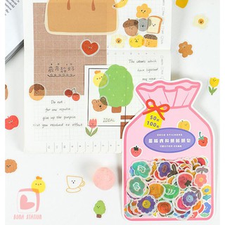 Bộ 100 sticker hình dán trang trí icon đáng yêu | BSB007