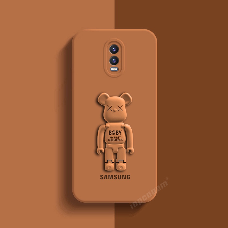 Ốp Điện Thoại Silicon Dẻo Màu Trơn Kèm Giá Đỡ Hình Gấu Cho Samsung Galaxy J7 2017 J730 J7 Plus J710 J700 J7 2016 J5 Pro J530 2015