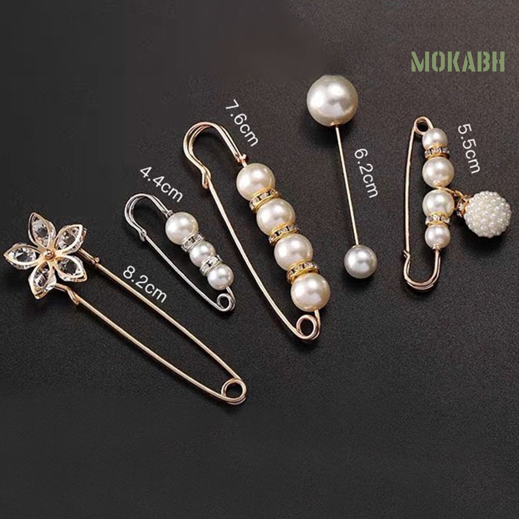 Set 5 Ghim Cài Áo Đính Ngọc Trai Giả Thời Trang Nữ