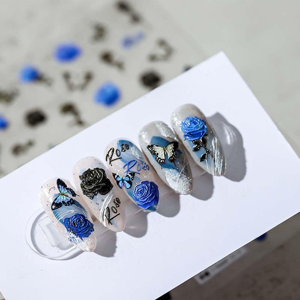 OCEANMAP Miếng Dán Trang Trí Móng Tay Tự Dính Họa Tiết Hoa Lá Bướm Ong Xinh Xắn