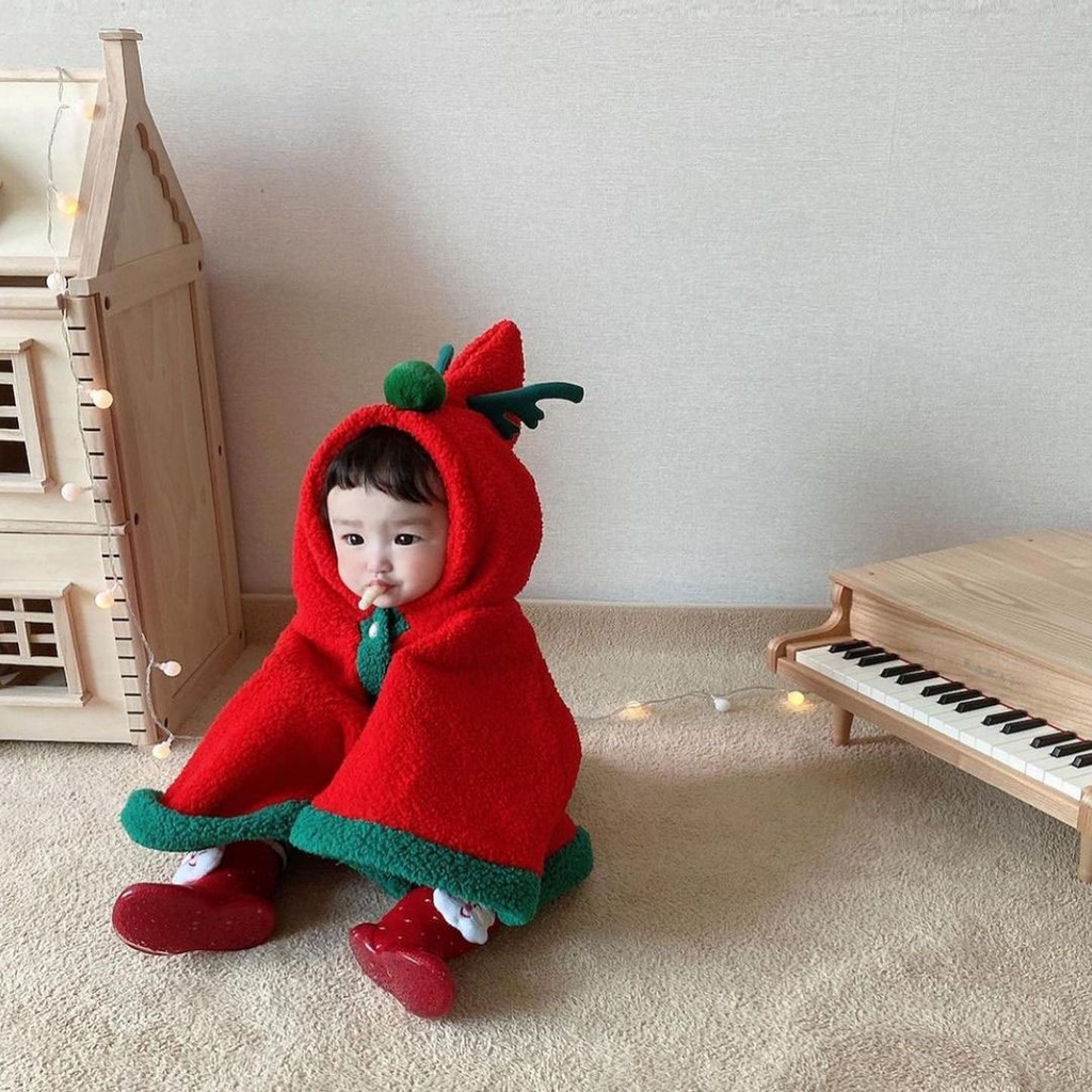 Áo Choàng Dày Dặn Chủ Đề Giáng Sinh Thời Trang Thu Đông Cho Bé 0-3 Tuổi