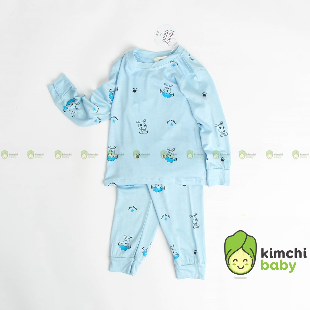 Đồ Bộ Bé Trai, Bé Gái Minky Mom Vải Thun Lạnh Họa Tiết In Chìm Dễ Thương, Bộ Dài Tay Thu Đông Cho Bé MKMTD2104