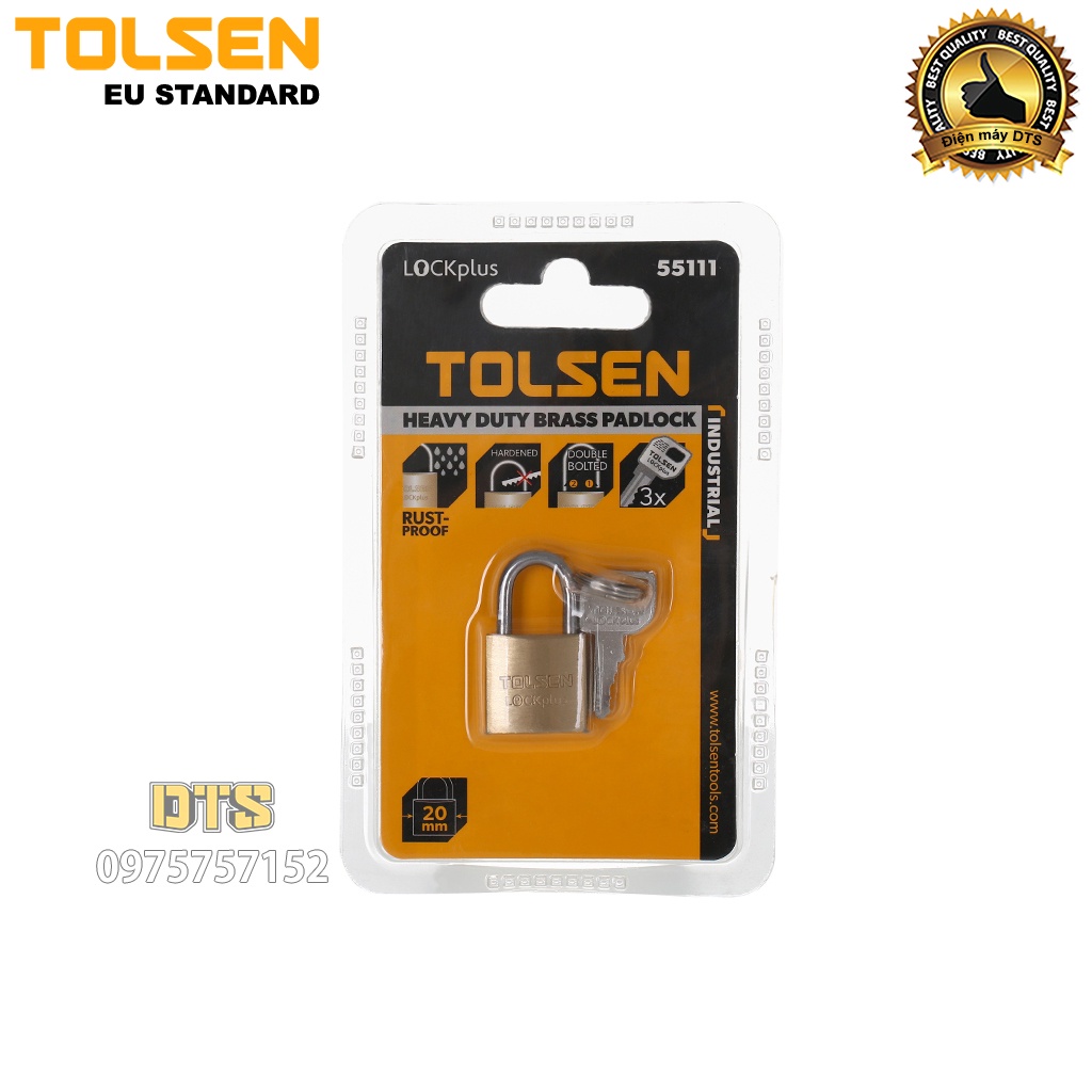 Ổ khoá treo đồng bấm công nghiệp size 20mm TOLSEN, khoá bấm khoá vali siêu cứng chống cắt - Tiêu chuẩn xuất khẩu châu Âu