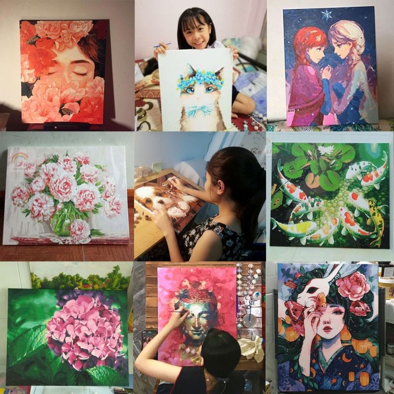 Tranh Tô Màu Số Hóa Nàng Thơ Nhiều Mẫu Hot -Đã Căng Khung