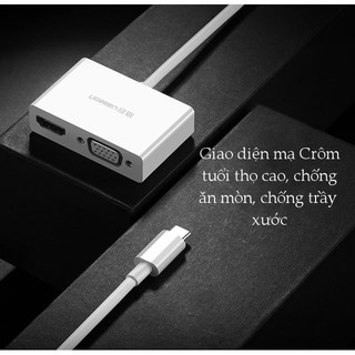 BO CHUYEN DOI USB TYPE C SANG HDMI+VGA DAI 15CM UGREEN CM178
