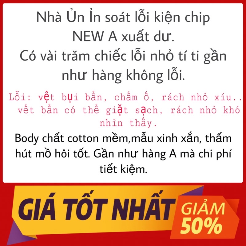 Body chip dài tay nằm điều hoà cotton NEW LỖI LOẠI 1 cho bé trai bé gái