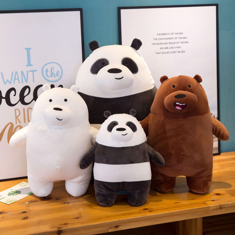 ★We Bare Bears★Webarebear★Vải nhung lông★Đồ chơi mềm★We Bare Bears Grizzly gấu Băng Gấu trúc nhồi bô
