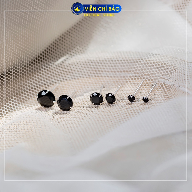 Bông tai bạc nữ nụ đá đen (1 Chiếc) chất liệu bạc 925 thời trang phụ kiện trang sức nữ Viễn Chí Bảo B400208-DE