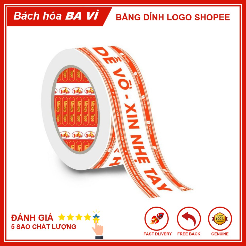 Băng Dính Logo SHOPEE Có Chữ Hàng Dễ Vỡ - Xin Nhẹ Tay