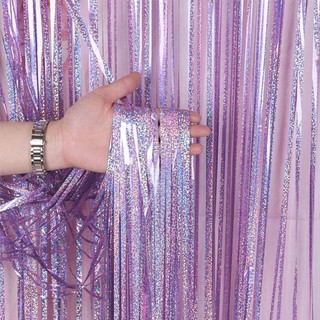 1m x 2m Laser Shiny Tinsel Curtain Foil Backdrop Birthday Wedding Party Decor