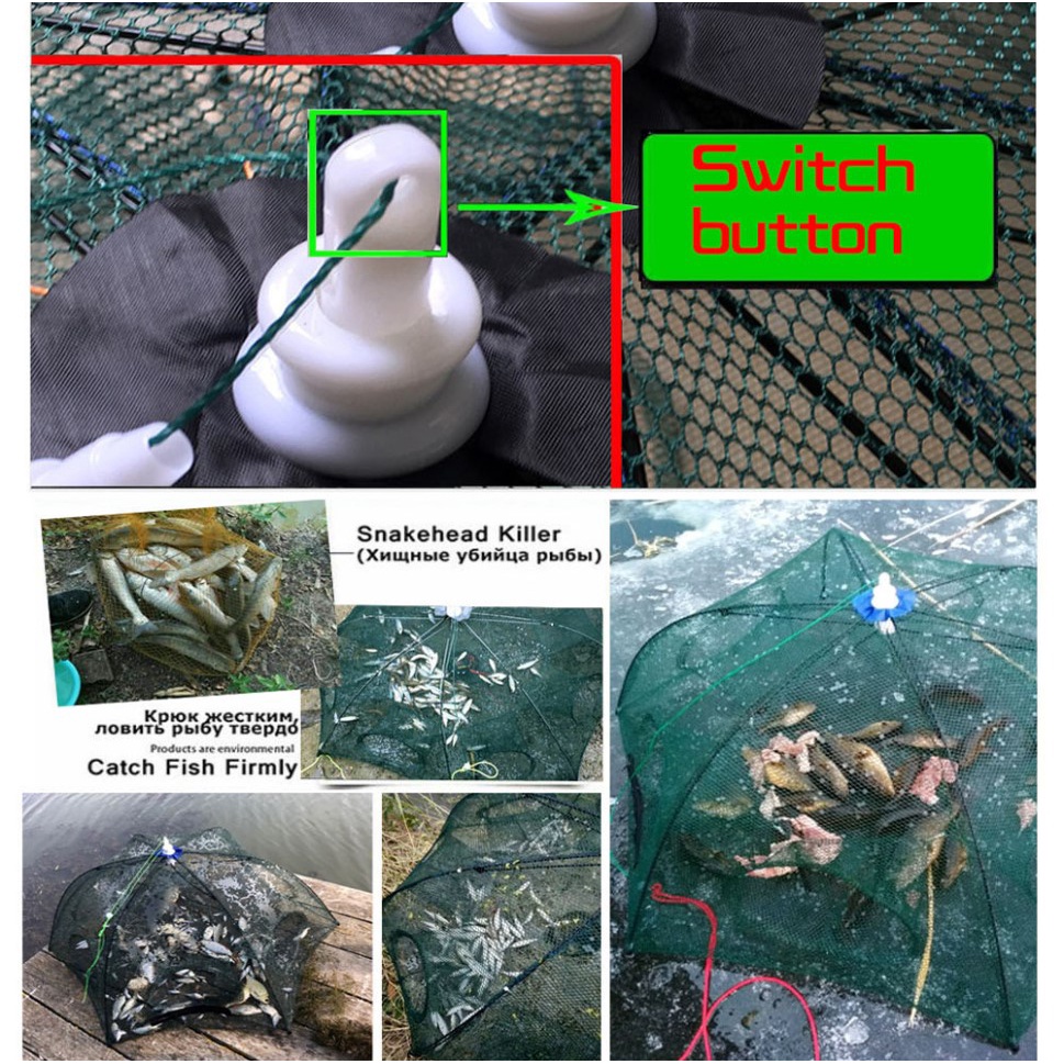 LOCO FISH Lưới đánh cá gấp di động Cá tôm Minnow Crayfish Crab Baits Cast Mesh Trap Tự động