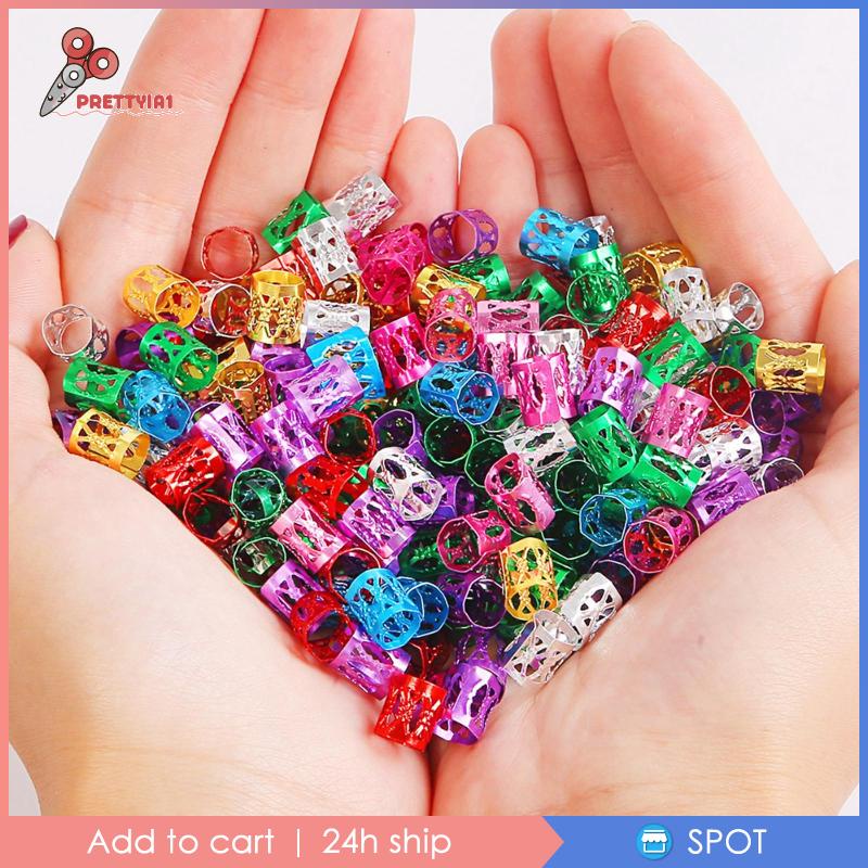 Set 400 Hạt Kim Loại Nhiều Màu Làm Tóc Dreadlock Tùy Chỉnh Kích Thước Prettyia1