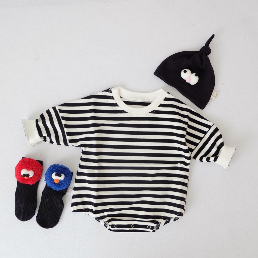 Áo Liền Quần Tay Dài Họa Tiết Sọc Ngang Cho Bé