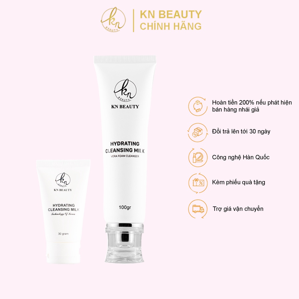 Sữa rửa mặt tinh chất Nha Đam KN Beauty - Hydrating Cleansing Milk 100gr & Hydrating Cleansing Milk 30gr