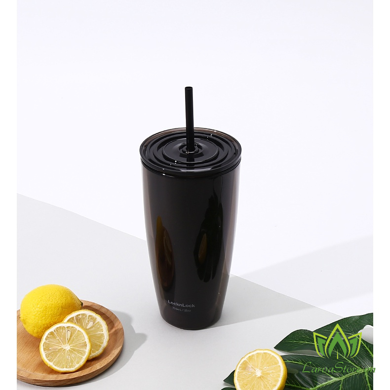 Ly nhựa Lock&Lock 2 lớp kèm ống hút HAP507 750ml