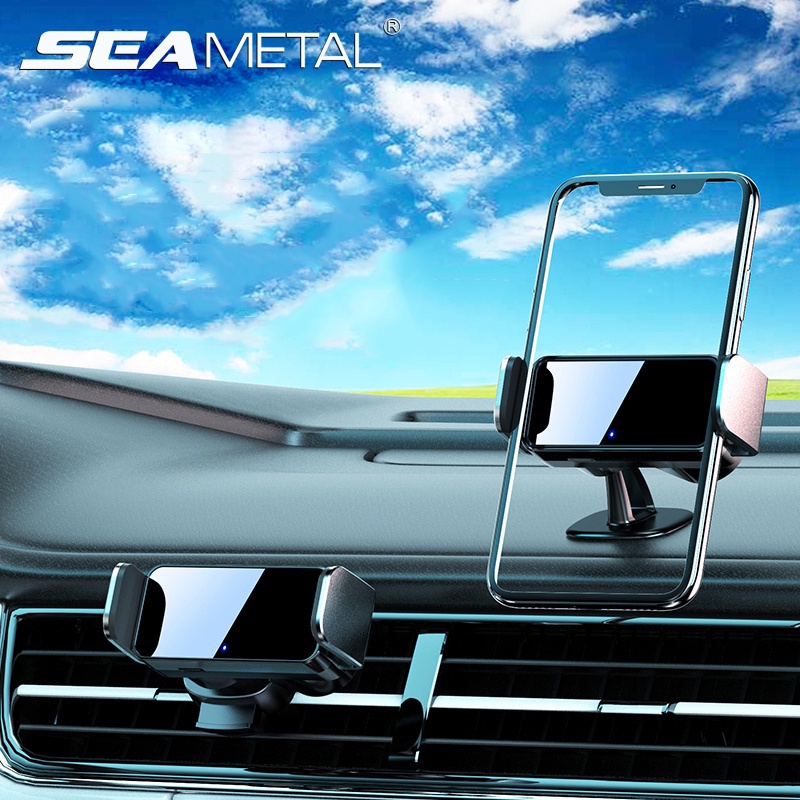 Giá đỡ điện thoại SEAMETAL gắn trên xe hơi xoay được 360 độ dáng đứng dạng kẹp/ dán tiện lợi