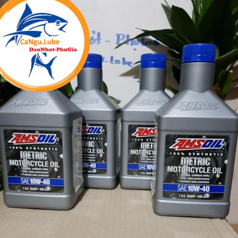 [DauNhot-PhuGia] Nhớt Amsoil 10W40 Synthetic Metric 0.946L dành cho xe số/ xe côn tay, thành phần  dầu nhớt tổng hợp