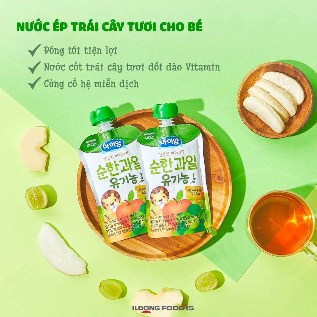 Nước ép trái cây tươi Ildong Hàn Quốc cho bé gói 100ml