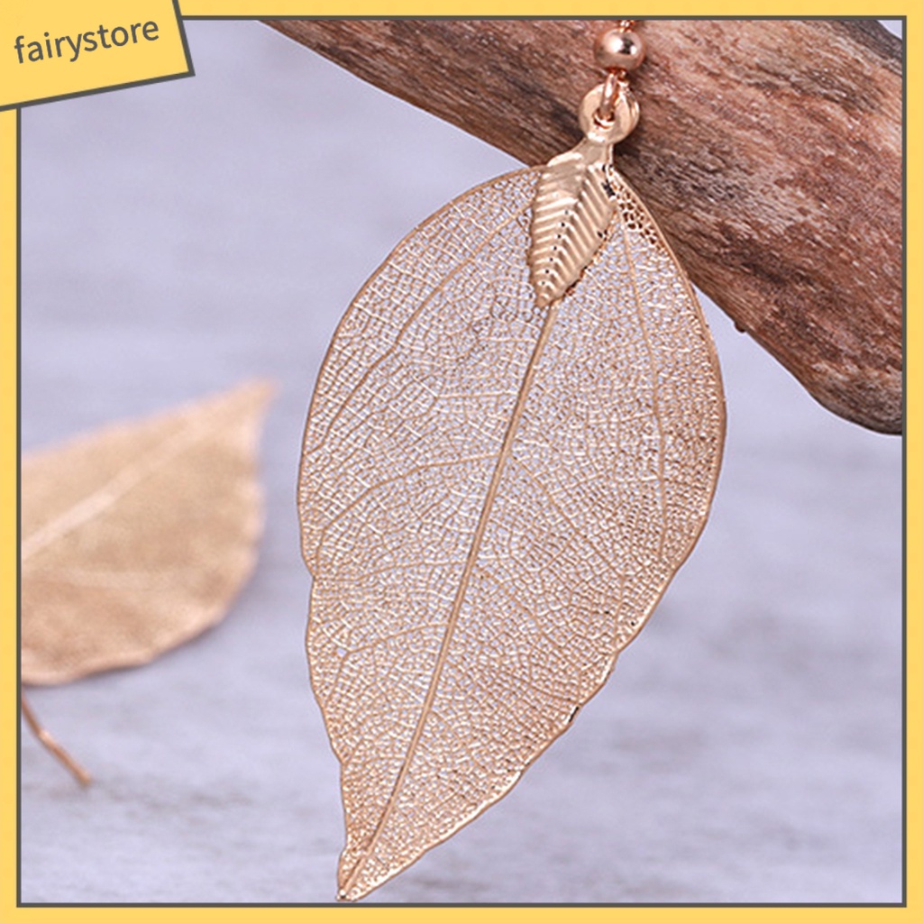 Khuyên tai nữ thiết kế hình lá cây phong cách retro thời trang