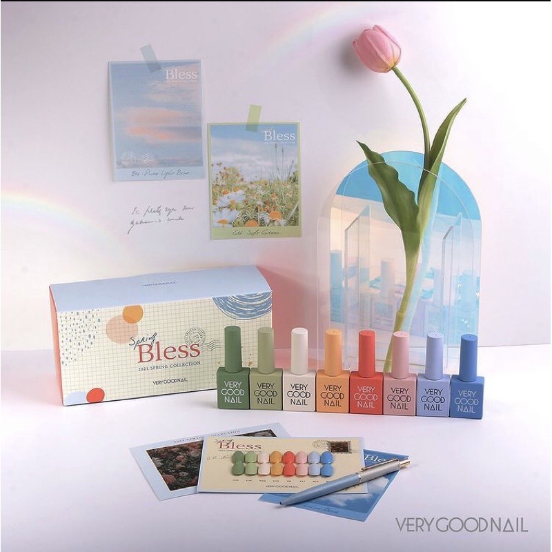 ♻️FREE SHIP- CHÍNH HÃNG ♻️ Bộ sản phẩm sơn gel cao cấp Hàn Quốc Very Good Nail spring collection 2021 ( set 8 chai)