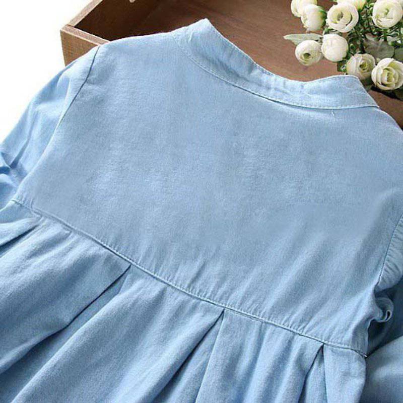 Áo sơ mi vải mềm denim thời trang cho bé gái