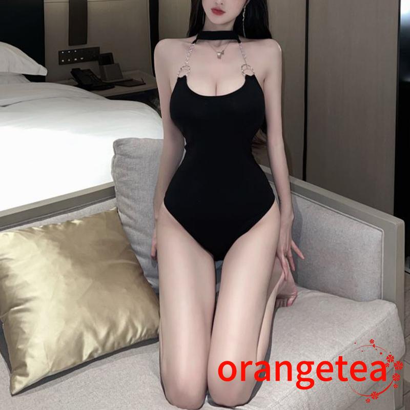Ort- Bộ Áo Liền Quần Cổ Yếm Không Tay Cổ Tròn Khoét Sâu Dáng Ôm Gợi Cảm Cho Nữ