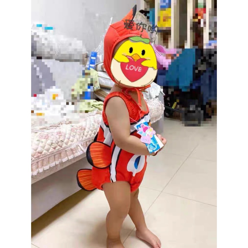 Đồ bơi bikini cho bé 6-17kg kèm mũ hình cá Nemo ngộ nghĩnh đáng yêu