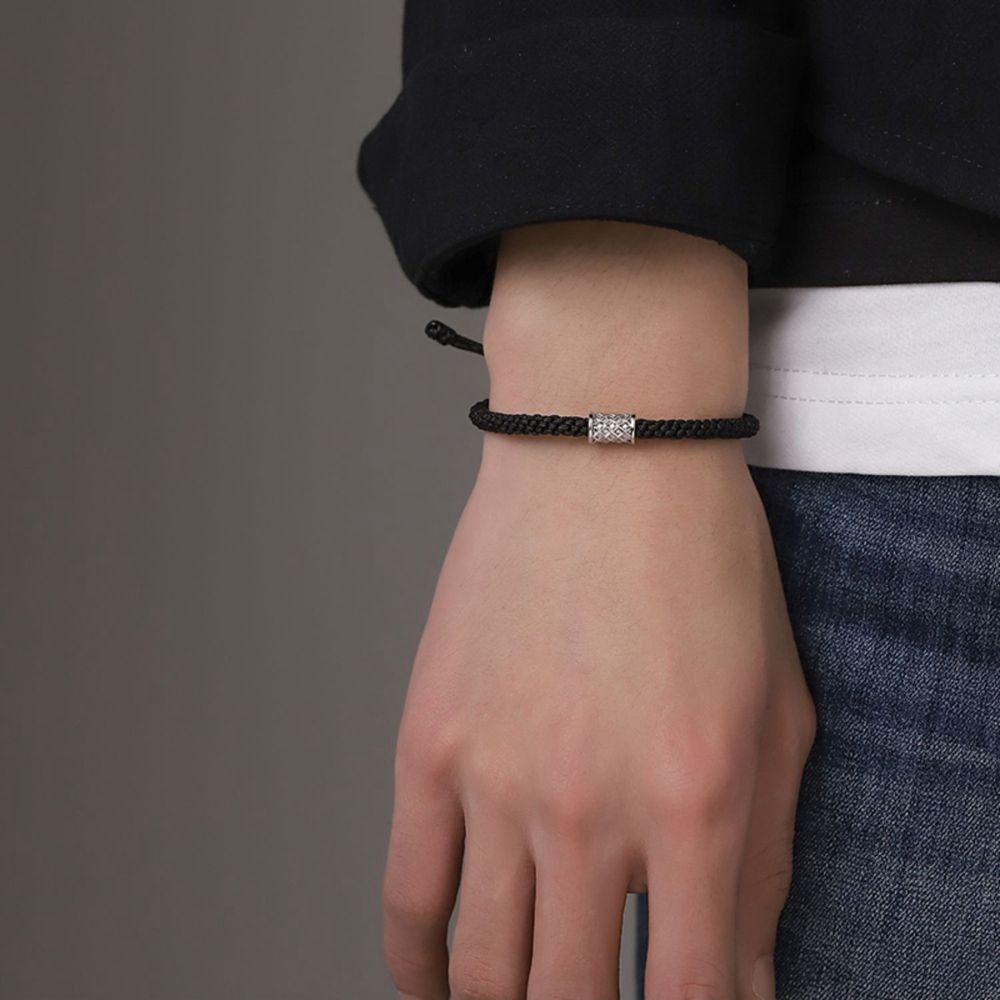 Vòng đeo tay dây bện mặt hình phong cách hip hop Hàn Quốc cá tính cho nam