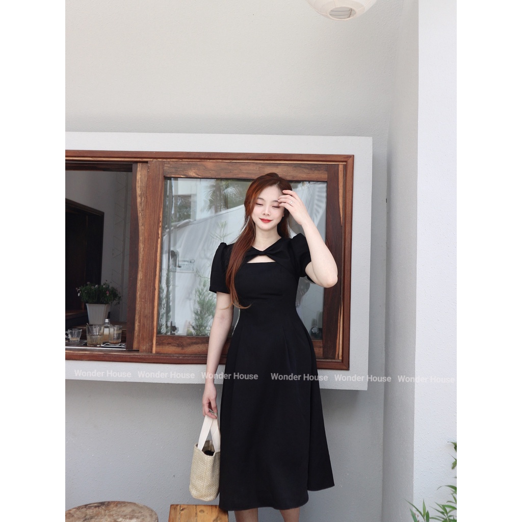 Đầm thiết kế Wonderhouse cổ xoắn tay ngắn dáng A xòe nhẹ đi tiệc, dạo phố sang chảnh - Tera Dress