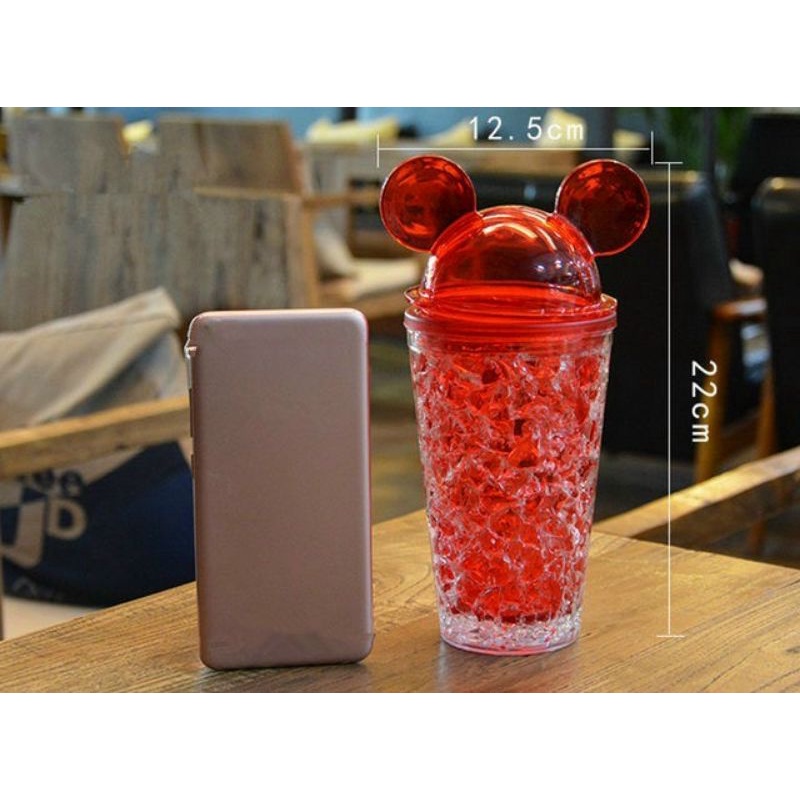 Ly nhựa nắp tai chuột mickey siêu xinh