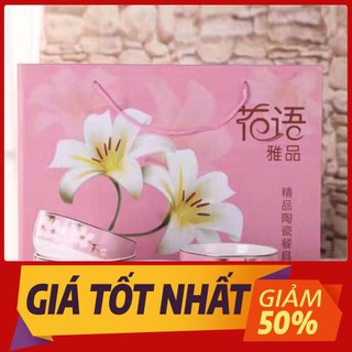 Bộ 6 Chén Đũa Hoa Kiểu Nhật Cao Cấp