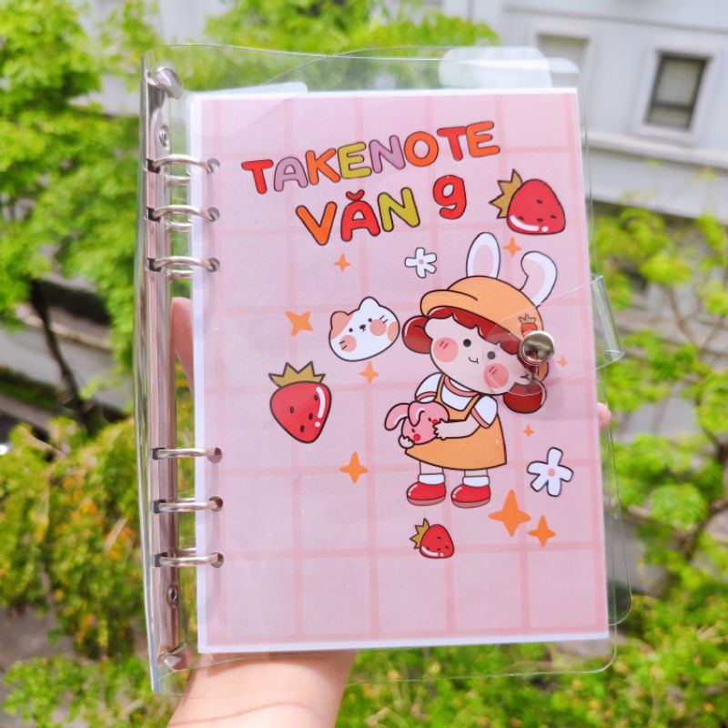 SỔ giâý lò xo, còng sắt trang trí sticker VĂN 9