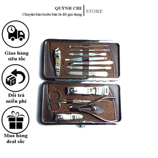 Bộ kìm làm móng đa năng 12 món cao cấp loại lớn (Bộ bấm móng tay, bộ làm móng)