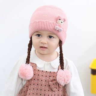 MŨ LEN 2 bím tóc cho bé 3 tháng đến 15 tháng-M62