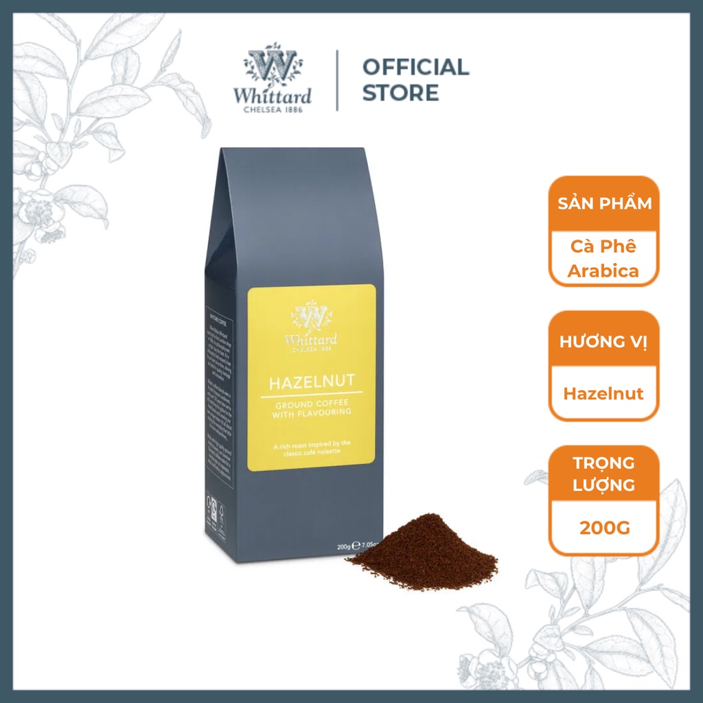 Cà phê Anh Quốc Whittard Hazelnut (xay sẵn, túi 200g)