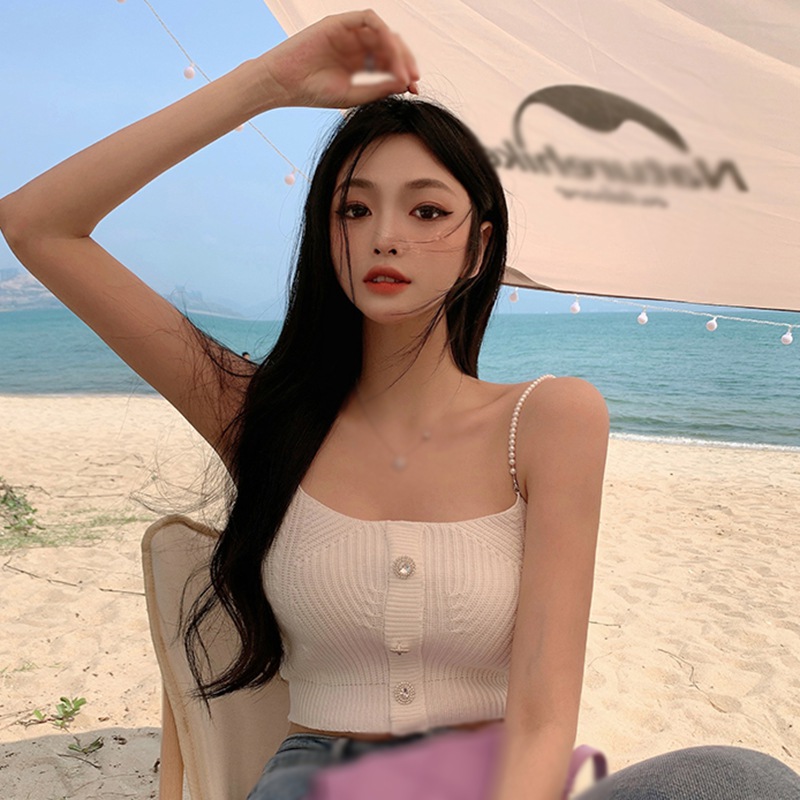 Áo croptop dệt kim thiết kế màu trơn sành điệu cho nữ