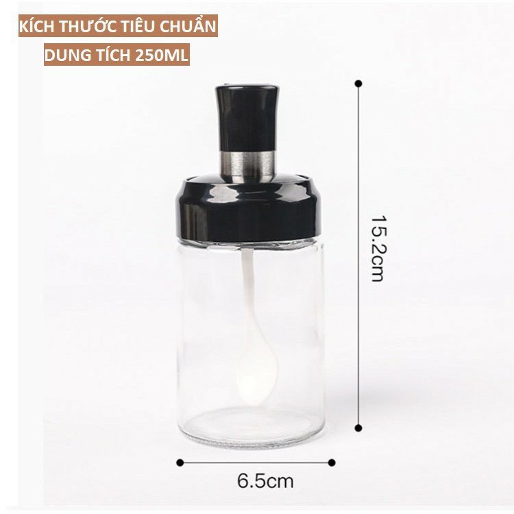 Lọ Đựng Gia Vị Thủy Tinh Kèm Thìa 250ml Mẫu Mới | BigBuy360 - bigbuy360.vn