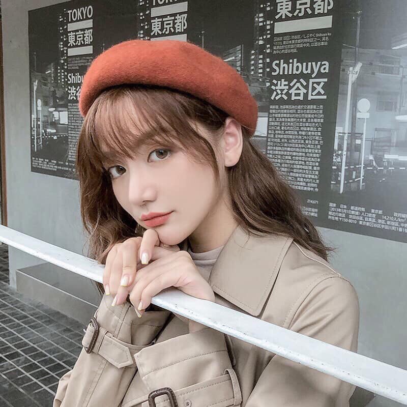 Mũ nồi, mũ beret len dạ loại 1 có dây rút chỉnh size