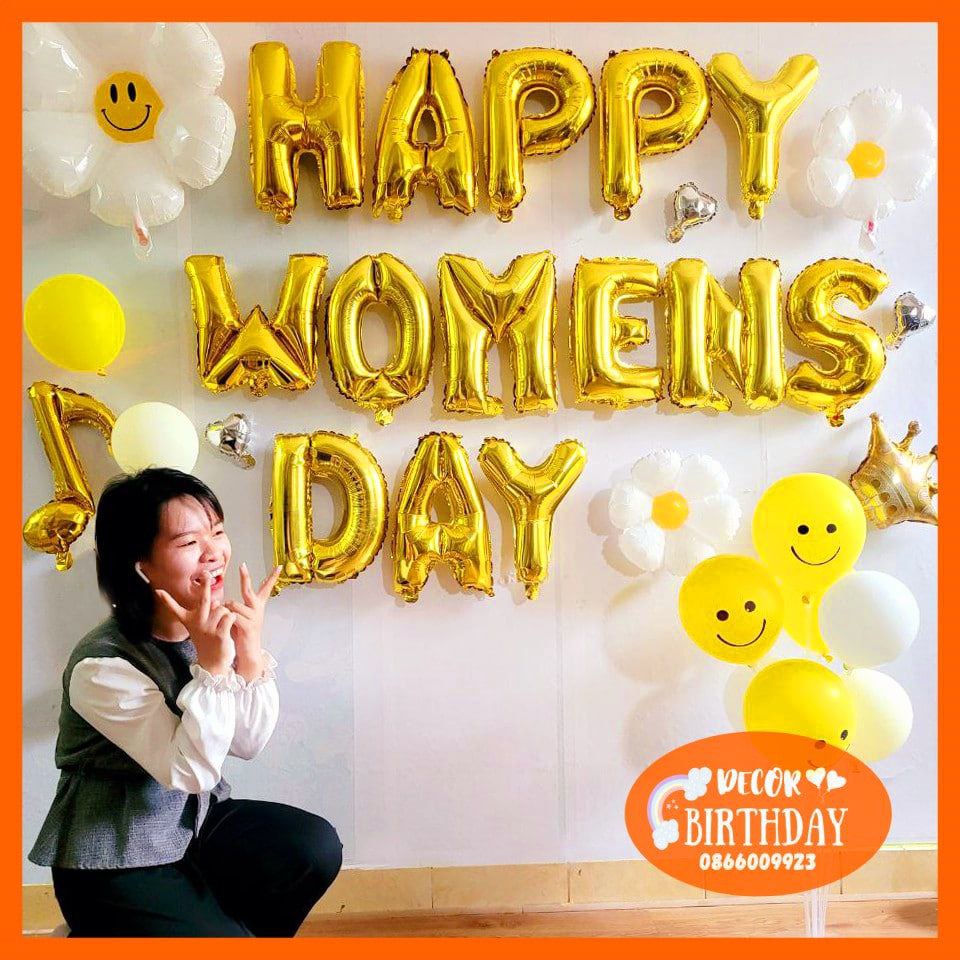 Set Bóng Trang Trí 20-10, Mừng Ngày Phụ Nữ Việt Nam 20-10, Chúc Mừng Ngày 20/10 Tặng Kèm Đồ Bơm Băng Dính Bóng