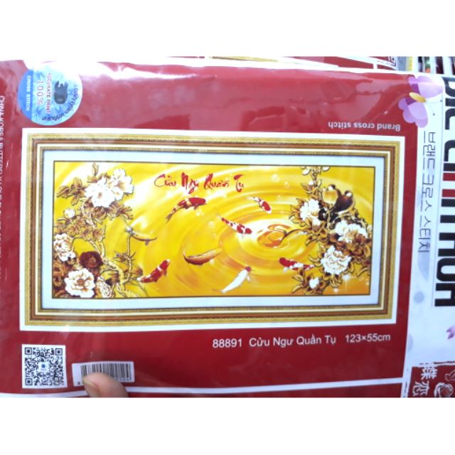 Tranh thêu chữ thập CÁ 88891(123x55cm)chưa thêu 3D