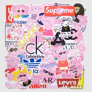 100 Miếng Dán Hình Heo Peppa Trang Trí Xe Hơi, Laptop, Điện Thoại