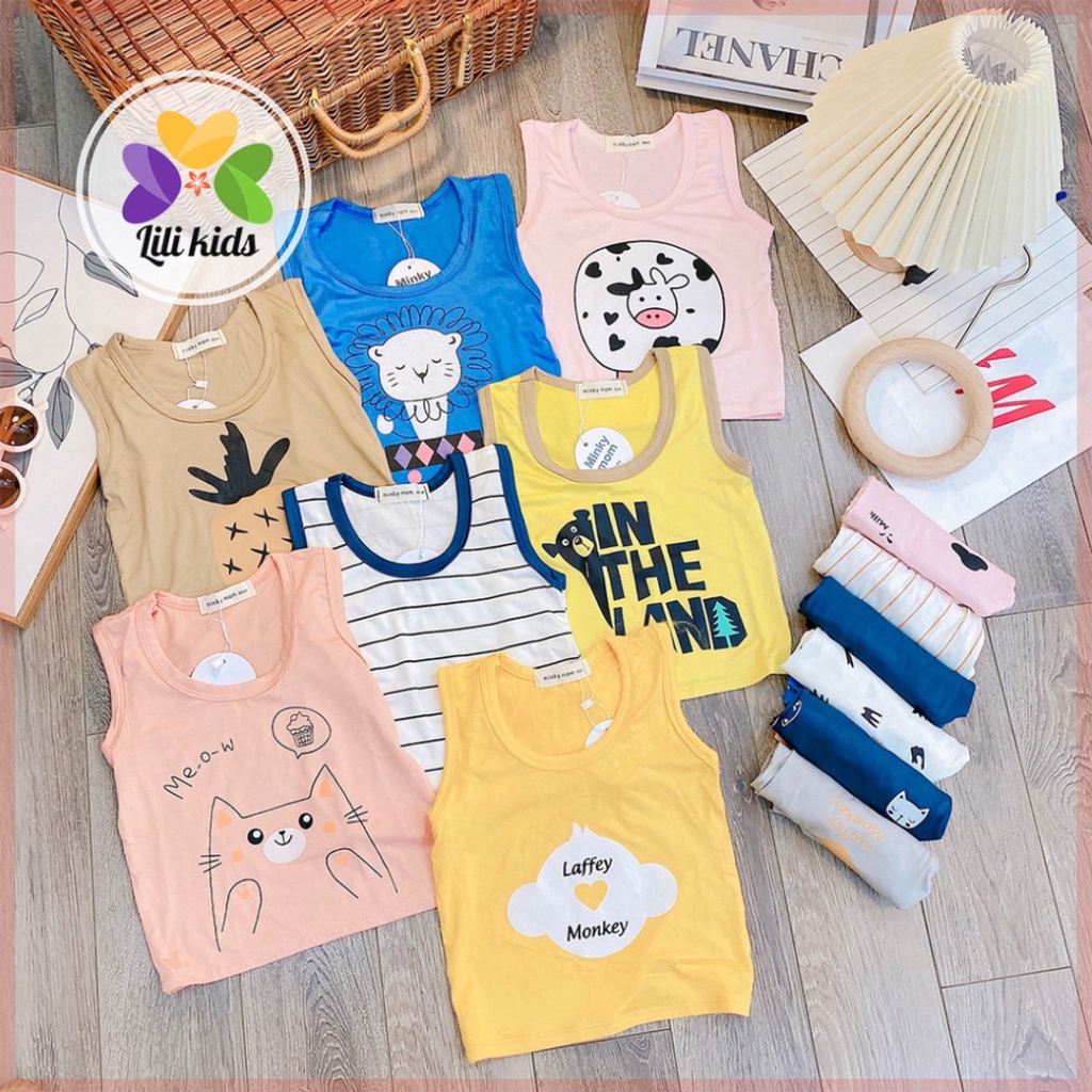 Bộ ba lỗ cho bé trai và bé gái chất thun lạnh mềm mịm họa tiết ngộ nghĩnh LILIKIDS BBL02