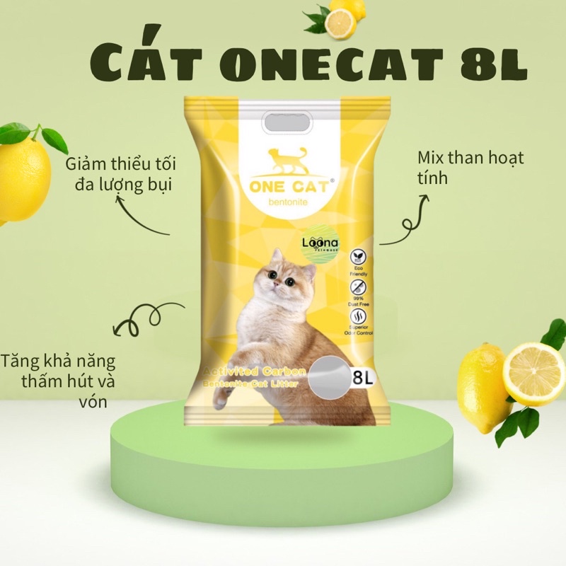 Cát đất sét than hoạt tính ít bụi One Cat cho mèo 8L-4kg