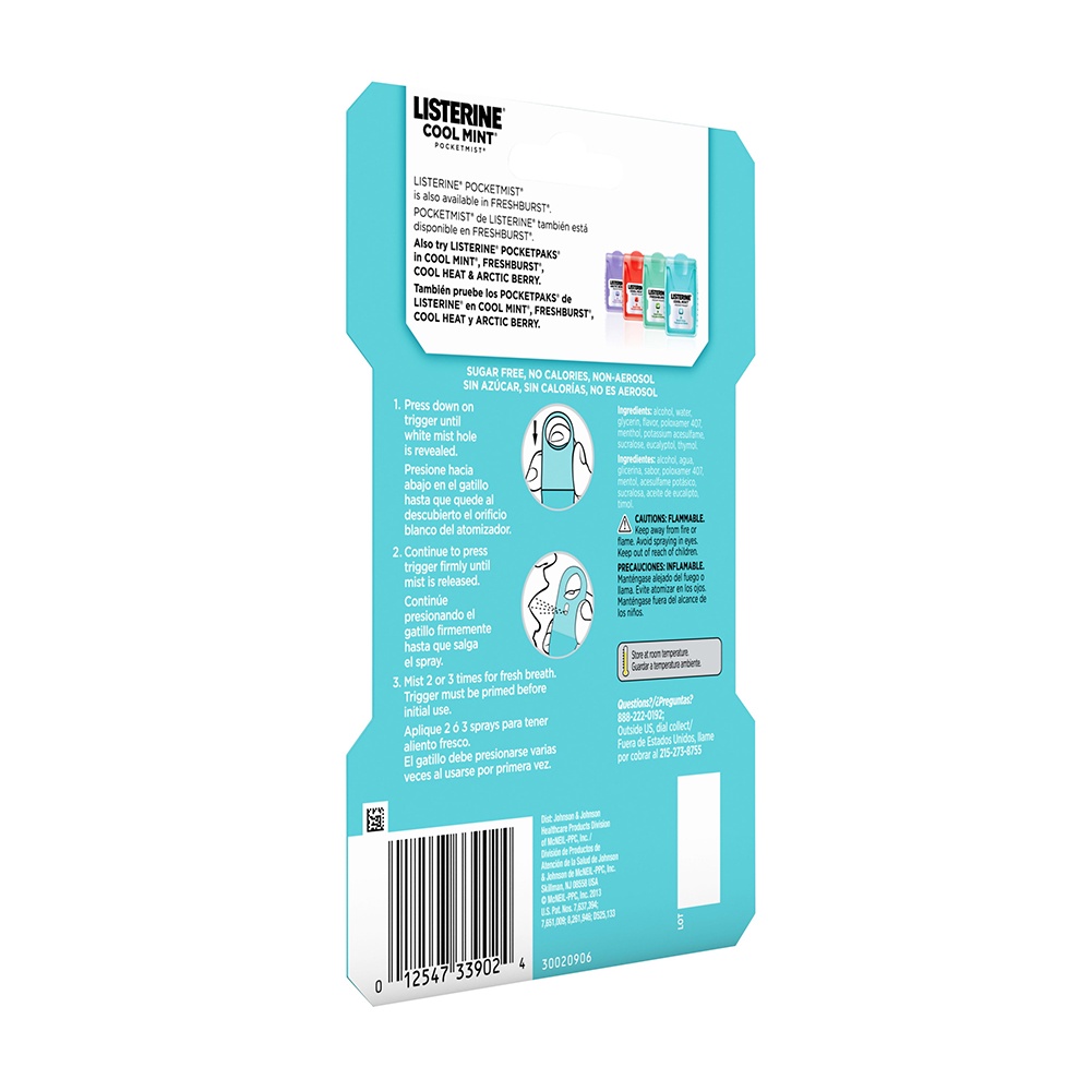 Xịt thơm miệng Listerine Cool Mint Pocketmist Set x2 chai 7.7ml