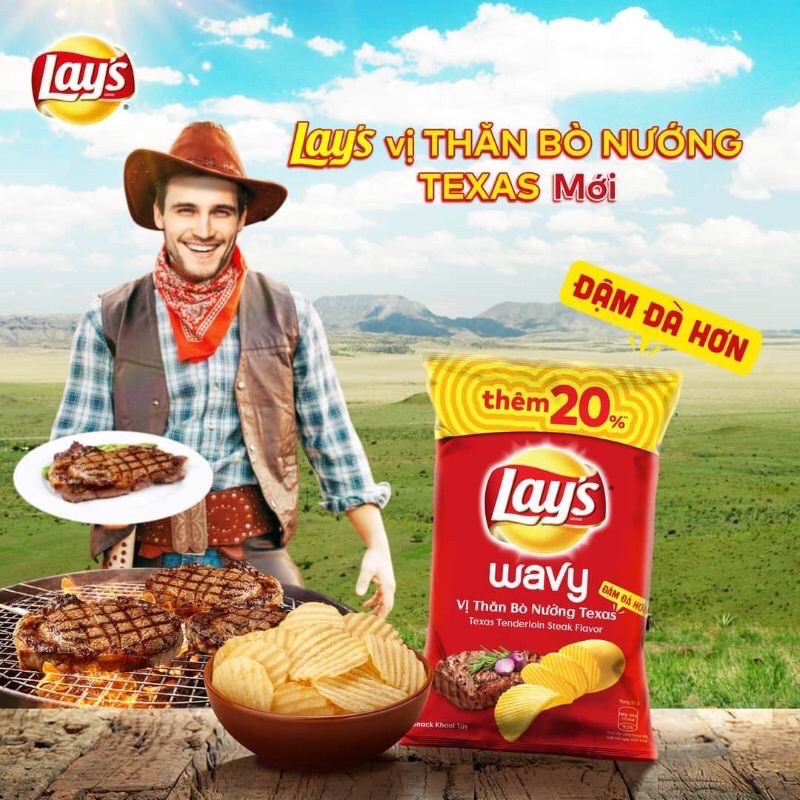 (Túi 10 gói) bánh snack khoai tây Lay’s đủ vị gói lớn 63g