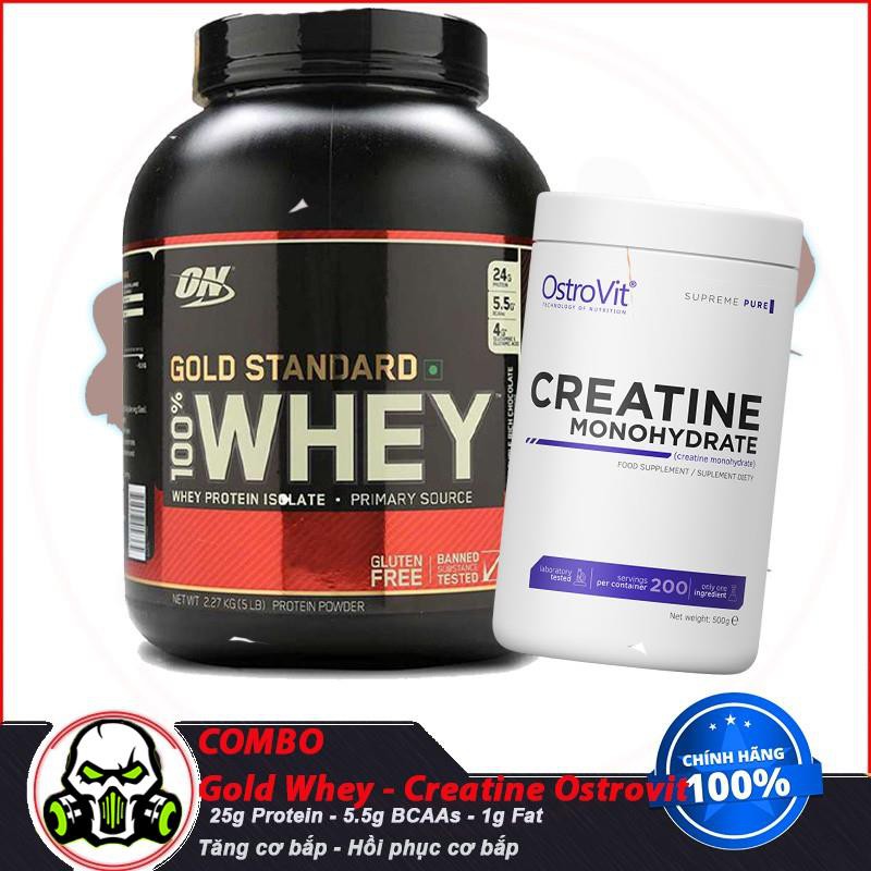 [COMBO] Tăng Cơ Bắp Tăng Sức Mạnh Gold Stard 100% Whey Protein (5lbs) vs Creatine Ostrovit (500g)