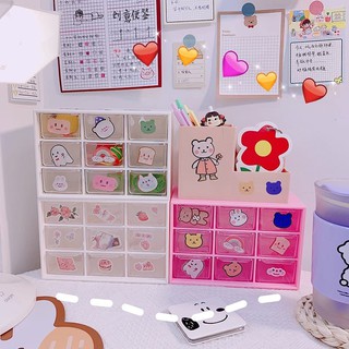 Kệ 9 ngăn, kệ để bàn 9 ngăn đủ màu (có màu trắng) tặng kèm sticker dễ thương