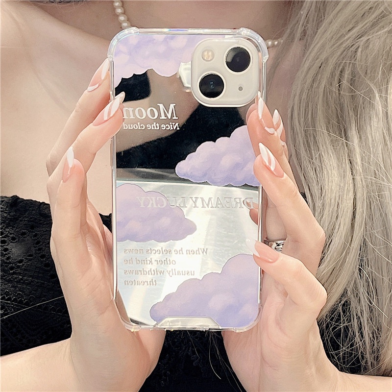 Ốp lưng iphone ốp Điện Thoại Silicon Mềm Tráng Gương Hình Đám Mây Cho iPhone 14 13 12 11 PROMAX XS XR XSMAX SE2020 6 7 8PLUS