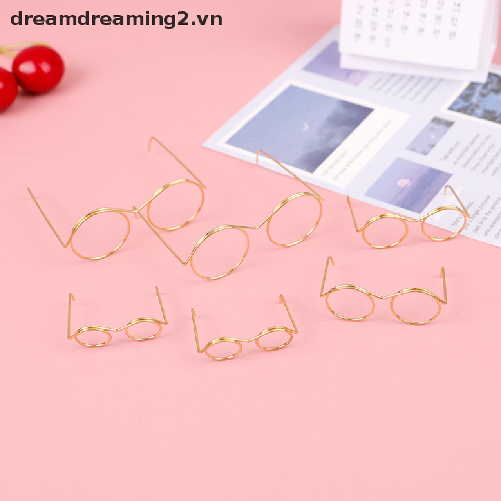Set 10 Mắt Kính Gọng Tròn Màu Vàng Thời Trang