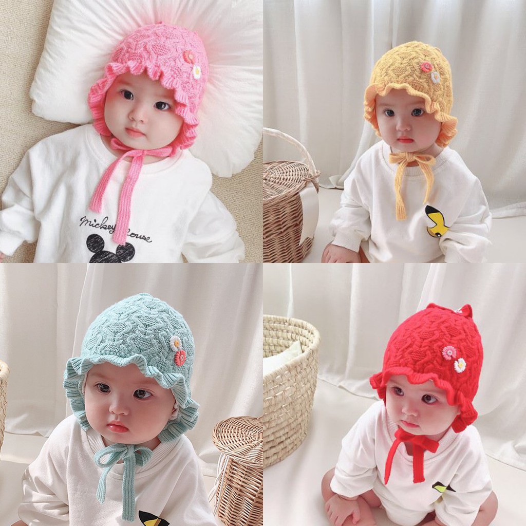 Nón len bèo cột dây hai hoa cúc nhí dễ thương
